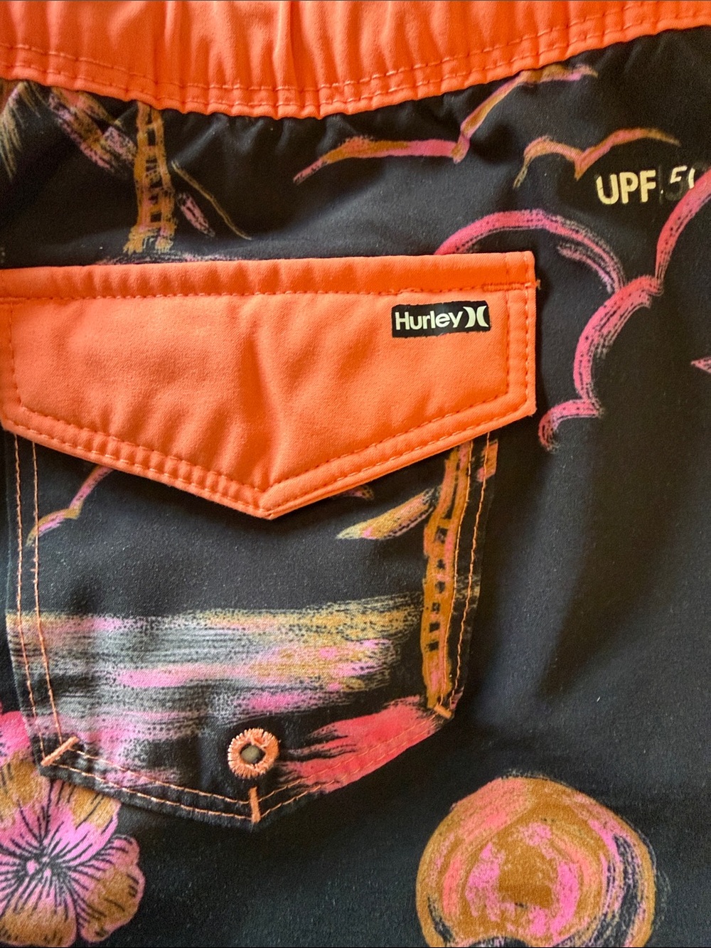 Hurley Boys 7/8 Tropical Palm Tree Sunset Boardshorts Swim Trunks - Picture 9 of 9